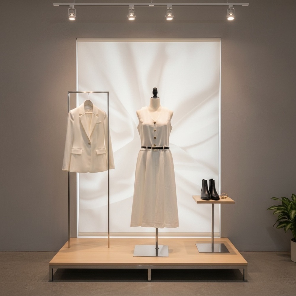 Elegant White Sleeveless Dress with Belt - Picture 6 of 6